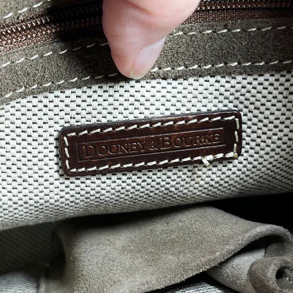 Dooney & Bourke Crossbody Purse Adj Strap Brown Leather/Gray Suede Vintage Purse - Picture 15 of 16